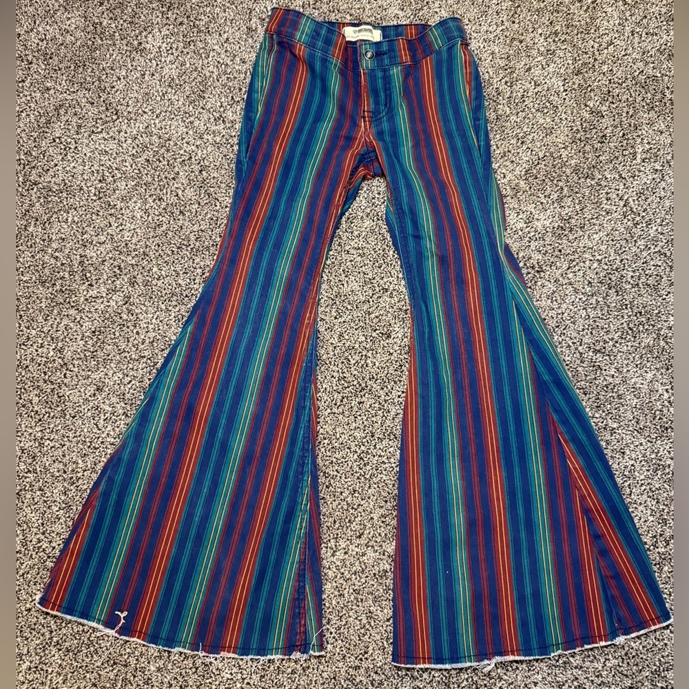 Rock&Roll Denim Striped Flare Jeans, size 8 (004G)